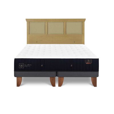 Cama Europea CIC Base Dividida 2 Plazas Premium + Respaldo Torino Mostaza