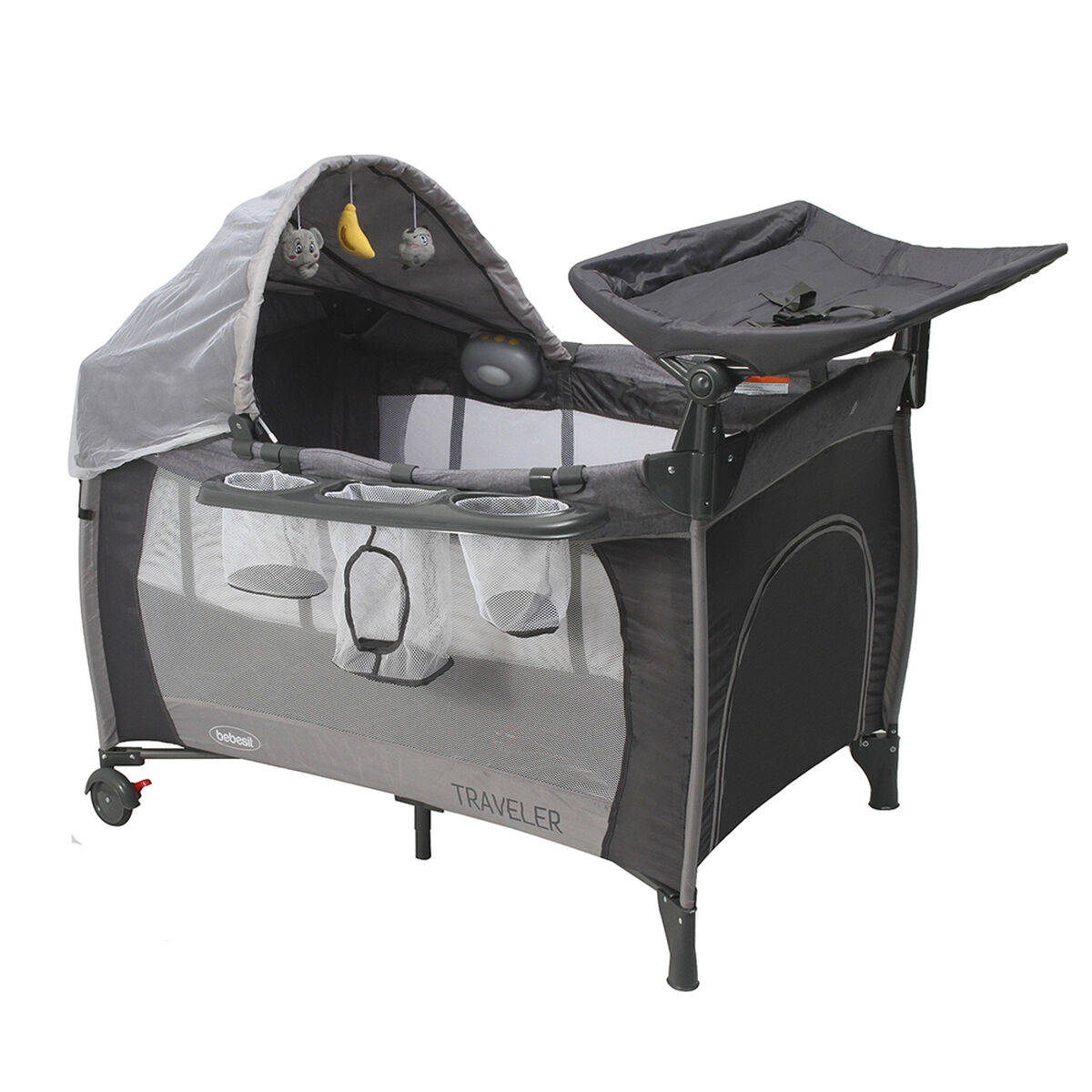 Cuna Corral Con Mudador Pack & Play Traveler Gris Bebesit