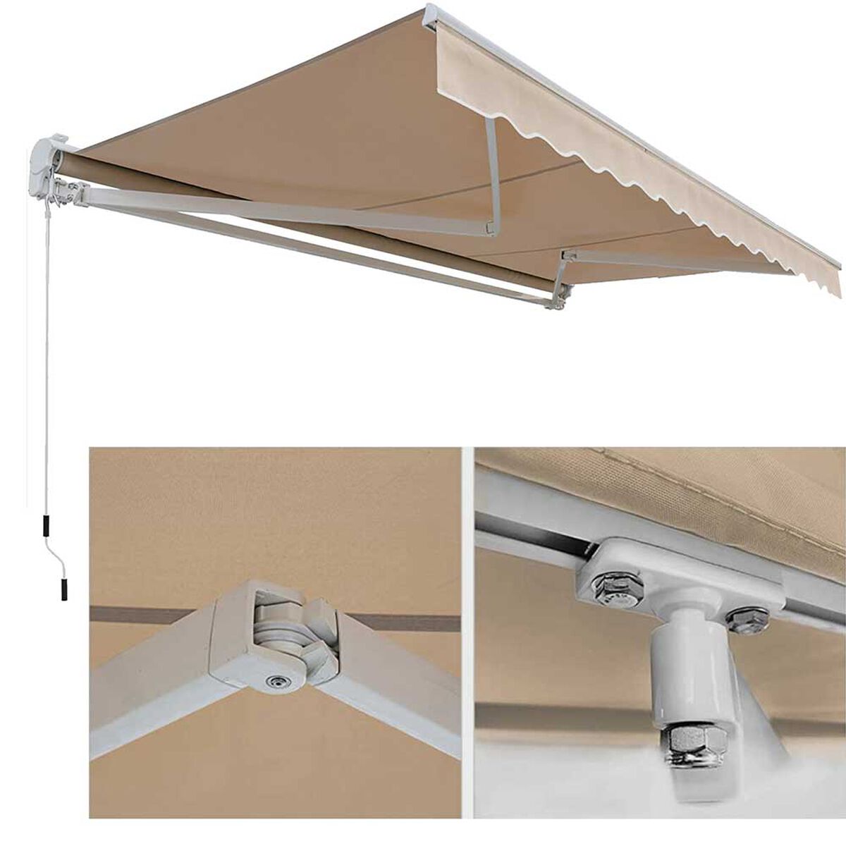 Toldo Terraza Retractil con Brazo Vincenzi 400 x 250 cm Beige