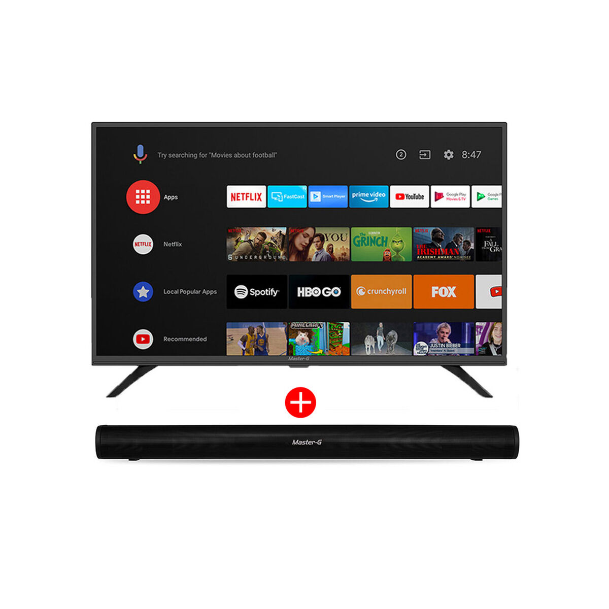 Combo LED 32" Master-G MGA3200 Smart TV HD + Soundbar MGSB250 Negro