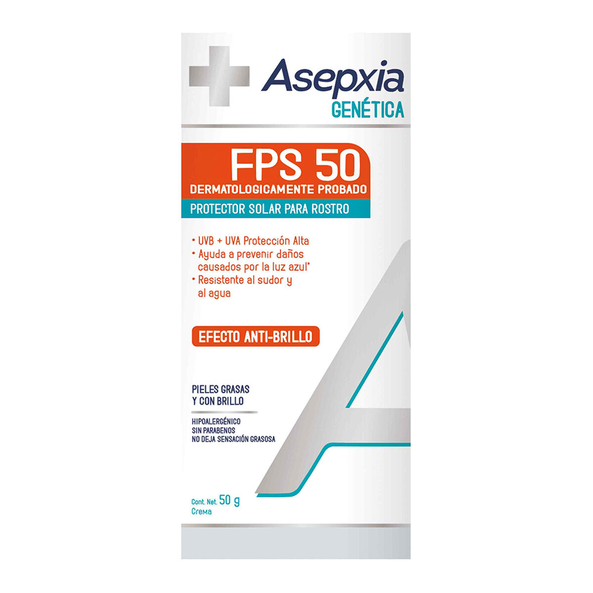 Asepxia Gen Protector Solar para Rostro FPS 50 50 gr