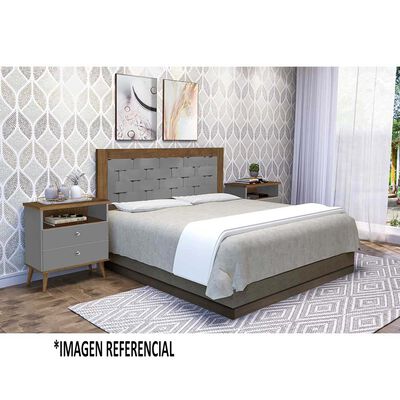 Respaldo + 2 Veladores Dreams 2 Plazas Treliza Gris