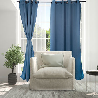 Set Cortinas Doral Black Out Victoria  220 x 140 cm Azul Petroleo
