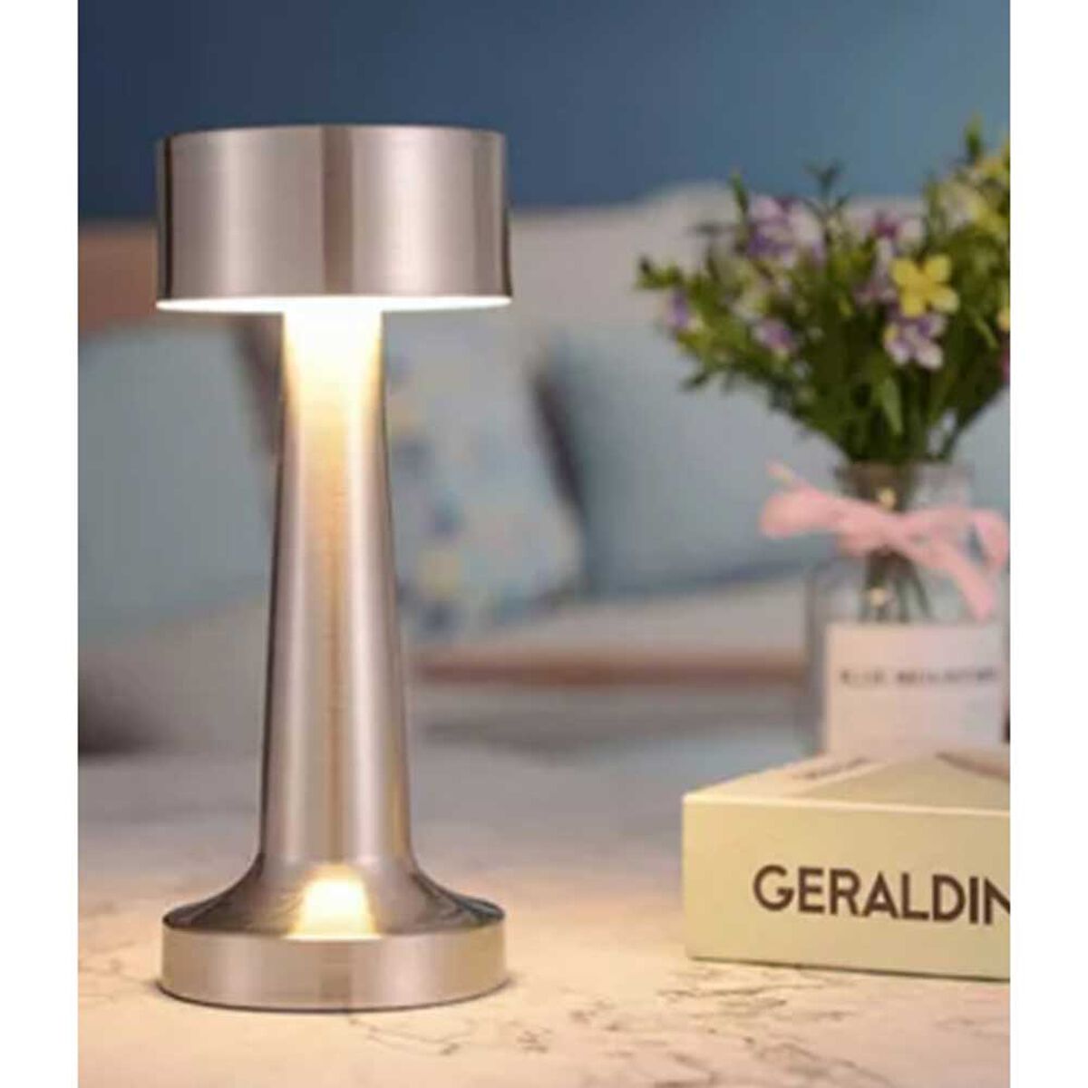 Lámpara de Mesa Metal Vgo Recargable con sensor  21 cm Plateado