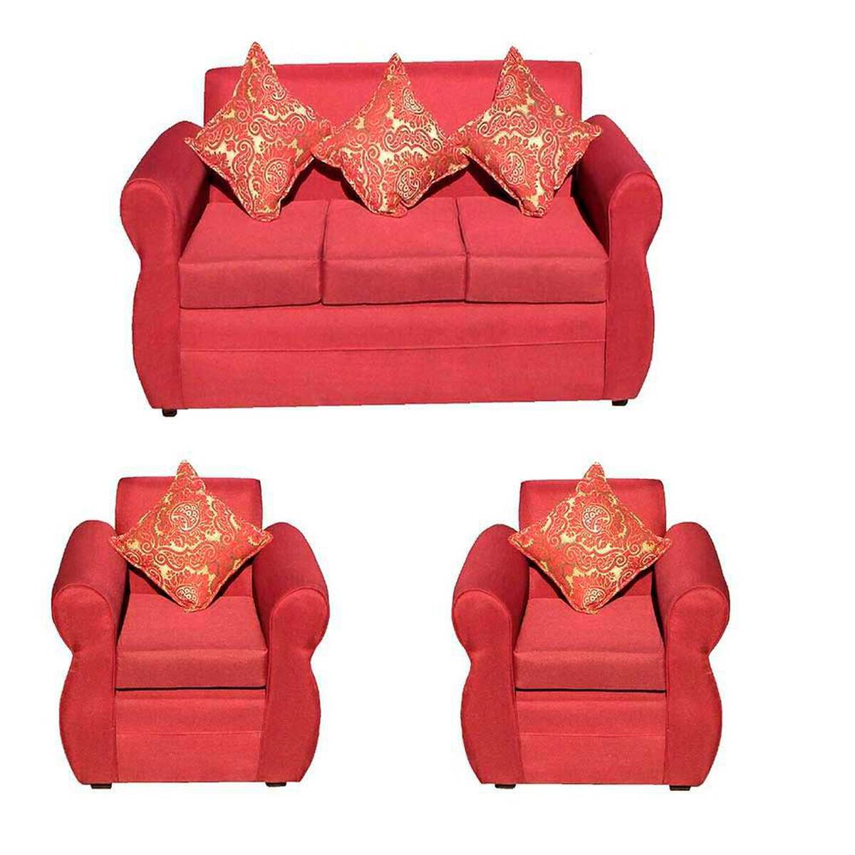 Juego de Living Almore Francia Sof&aacute; 3 Cuerpos + Dos Sillones 1 Cuerpo Rojo