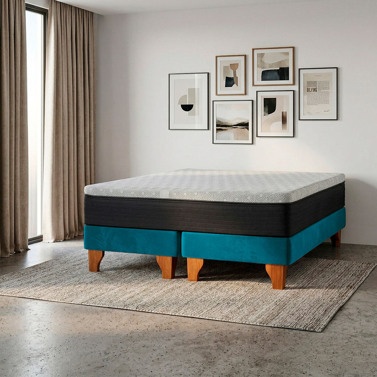 Cama Europea Latam Home 2 Plazas New Top BD Azul Petr&oacute;leo