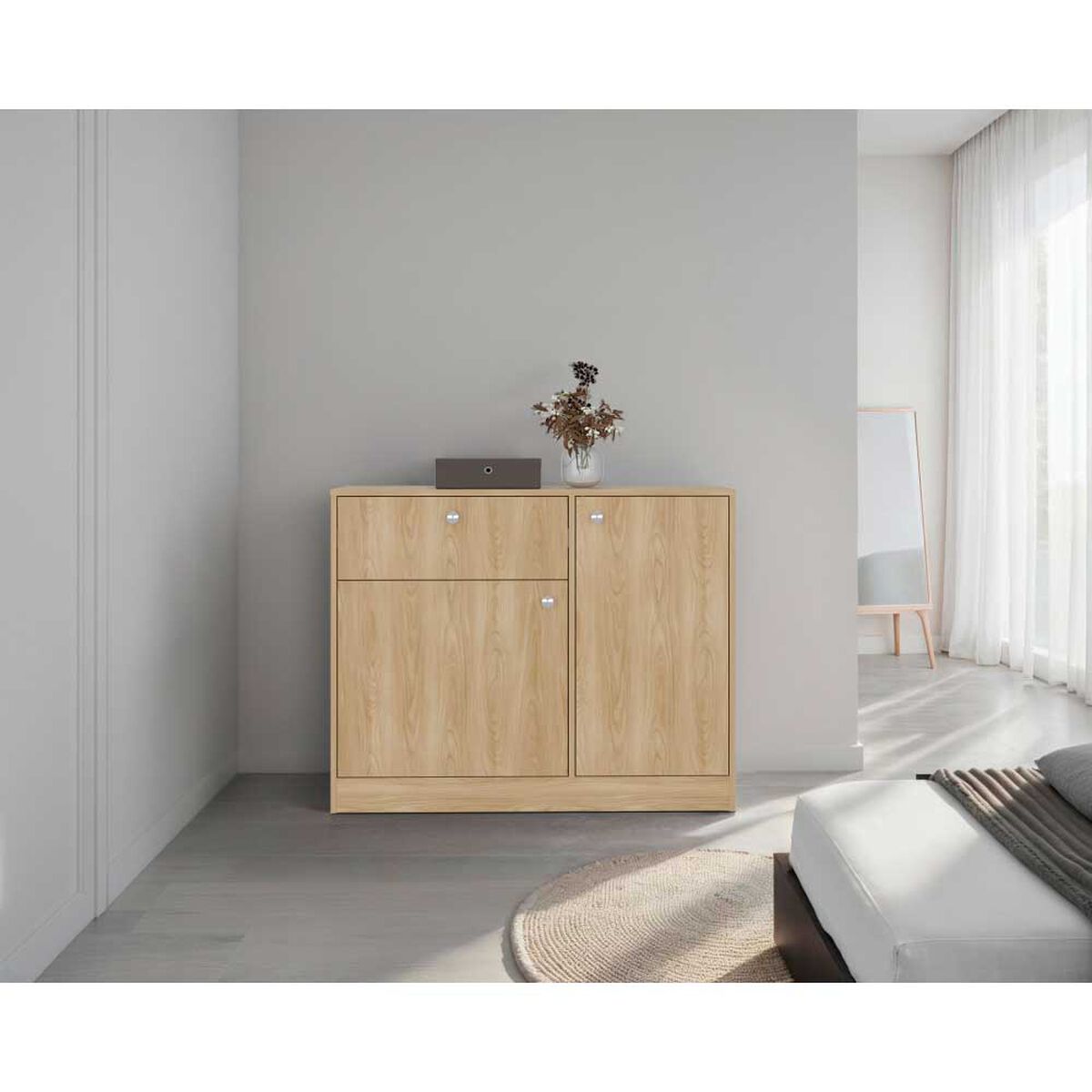 Comoda Praga 1 Cajon 2 Puertas Fresno 80X100X30,2 Cm