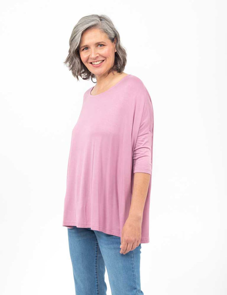 Polera Holgada Manga 3/4 Cuello Redondo Mujer Portman Club