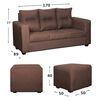 Juego de Living Diseño A&M Home Loreto Sofá 3 Cuerpos + 2 Pouf 1 Cuerpo  Chocolate