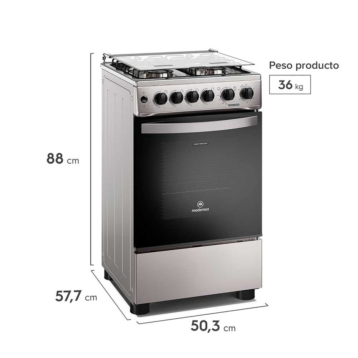Cocina a Gas Mademsa FM4FSC 4 platos Inox