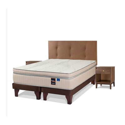 Cama Europea Flex Base Dividida 2 Plazas Máximo Cobre + Respaldo + 2 Veladores