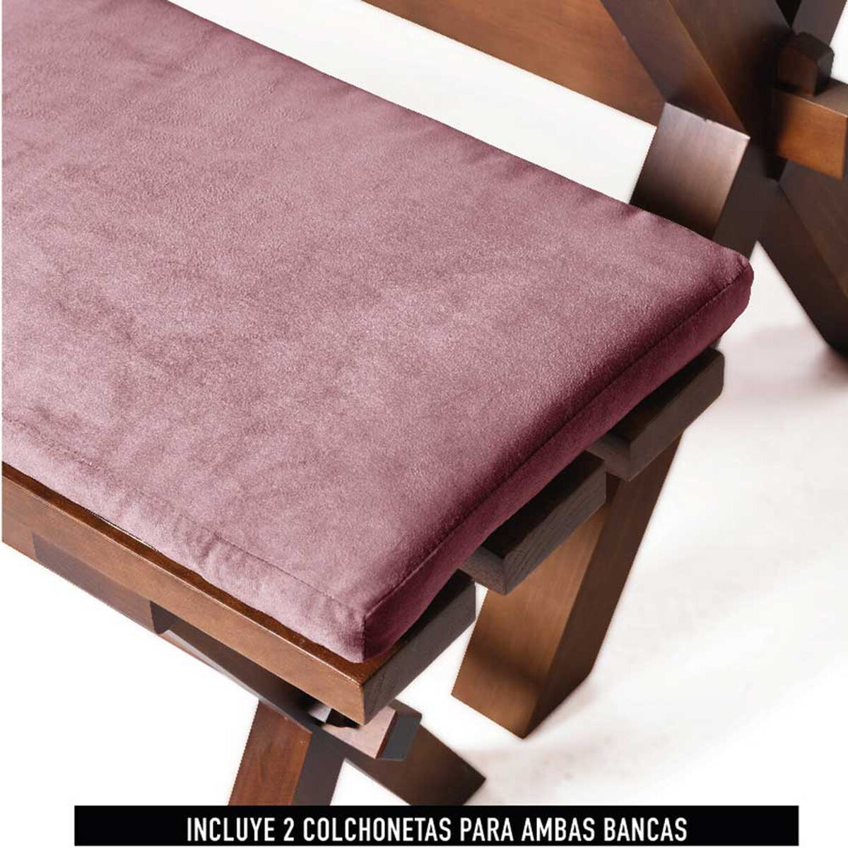 Juego de Comedor Latam Home Sevilla Granada 2 Sillas + 2 Bancas Velvet Palo Rosa