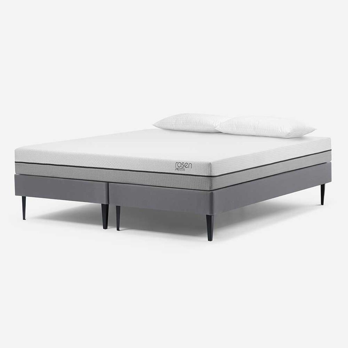 Cama Europea Rosen Base Dividida 2 Plazas Pratta + 2 Almohadas Light Americanas