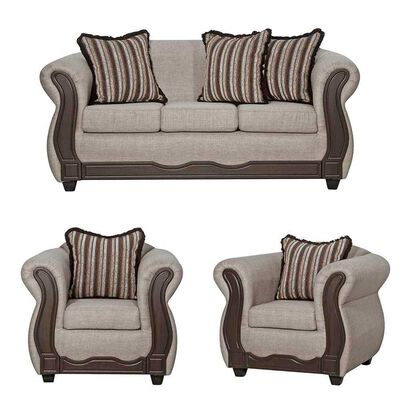 Juego de Living Black Factory Sofia Sofá 3 Cuerpos + Dos Sillones 1 Cuerpo Beige