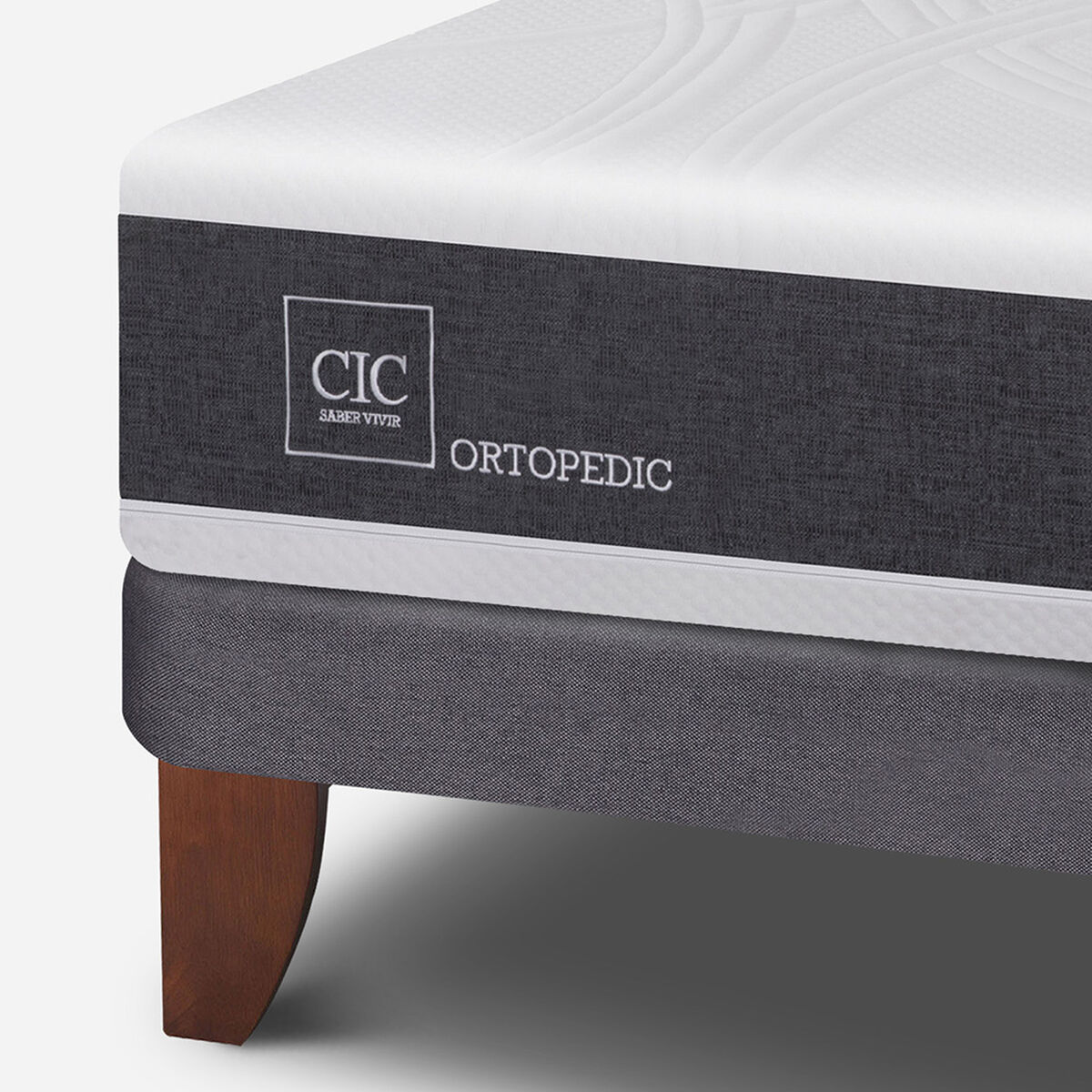 Cama Europea CIC Base Dividida King New Ortopedic + Respaldo + 2 Velador Milán + Almohadas