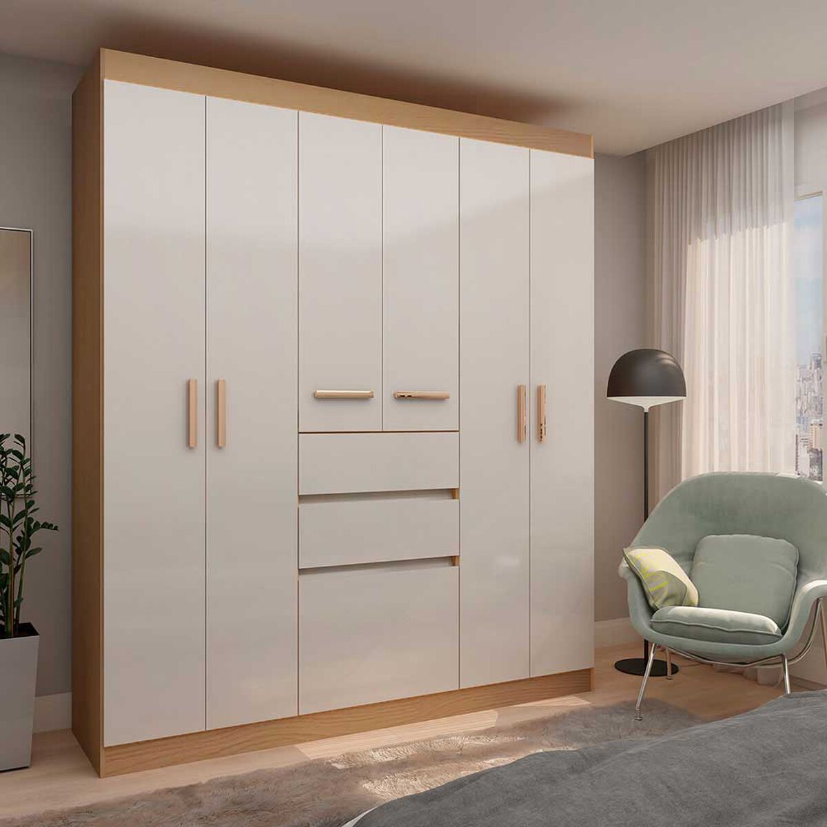 Closet Vekkahome Berna 7 Puertas 2 Cajones Beige