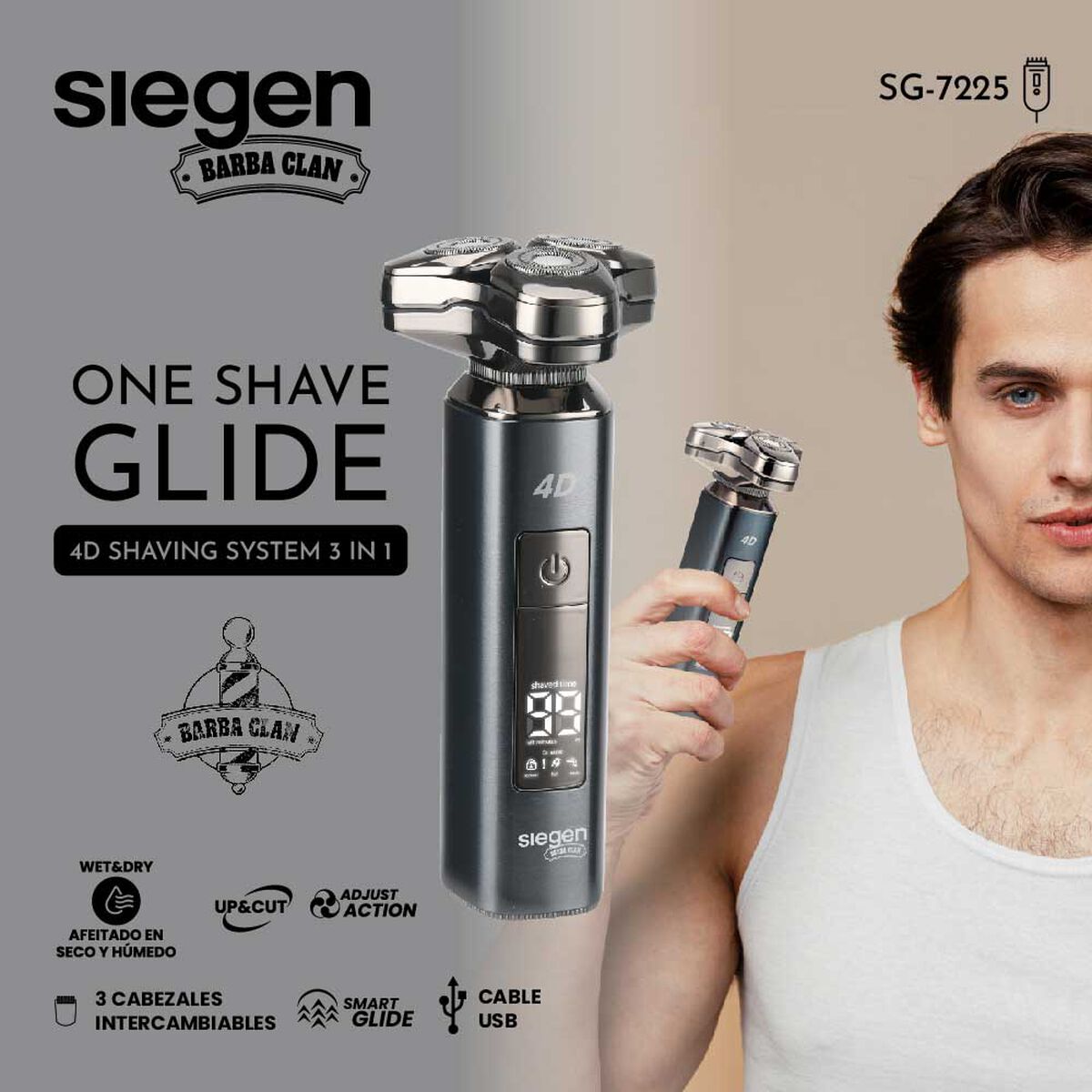 Afeitadora Siegen SG-7225 Trimmer 3 en 1
