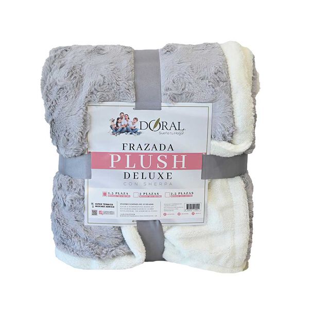 Frazada Poliéster Doral 1,5 Plazas Deluxe Gris