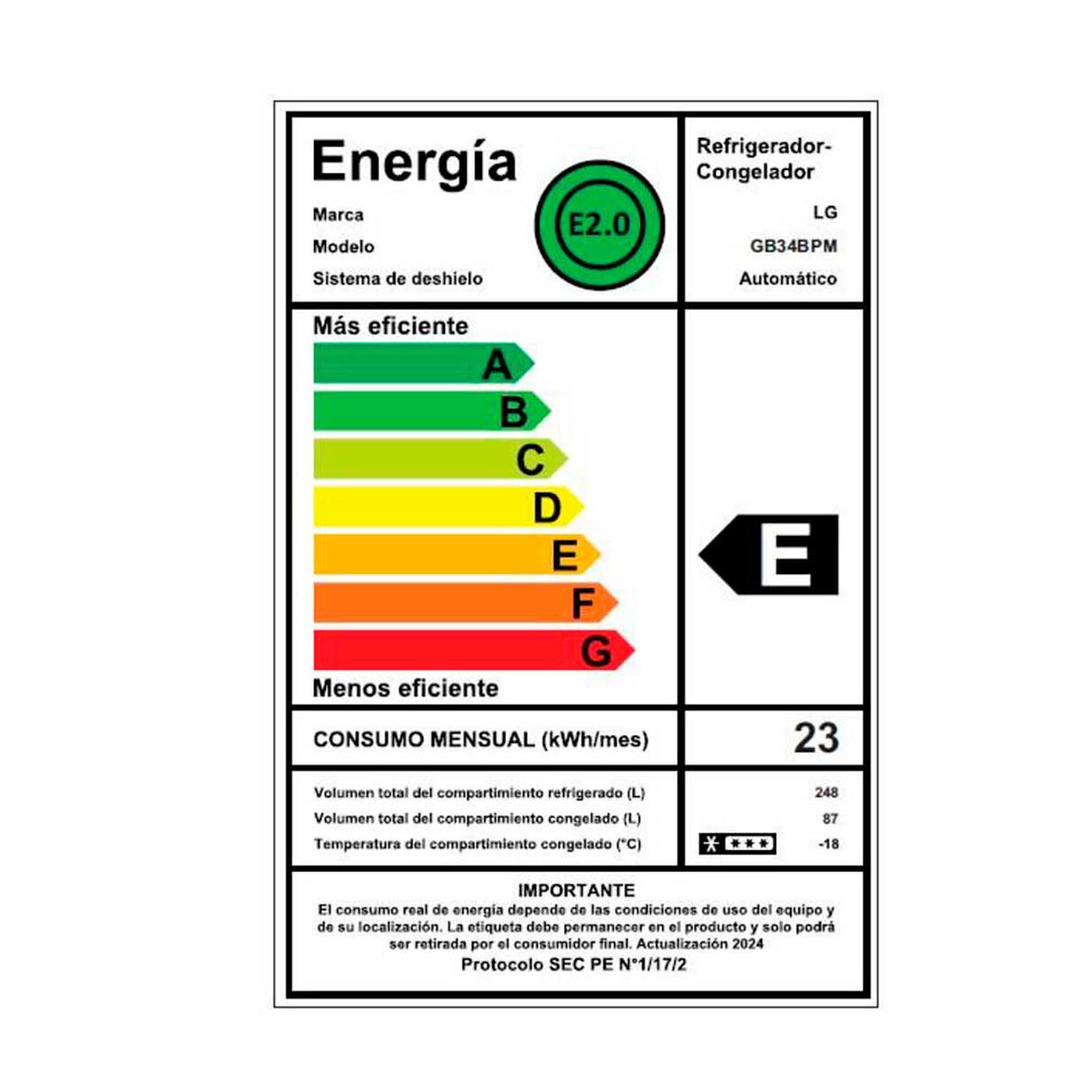 LG Refrigerador Bottom Freezer 335 lts. GB34BPM.AEPPECL