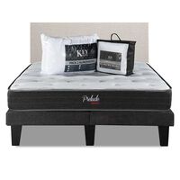 Combo Cama Europea Prelude Radiant 2 Plazas Normal + Respaldo Praga Arena + Cubre Colchón + Pack Almohadas