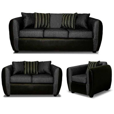 Juego de Living Elegant Detail Oklahoma Sofá 3 Cuerpos + Sofá 2 Cuerpos + Sillón 1 Cuerpo Gris Oscuro