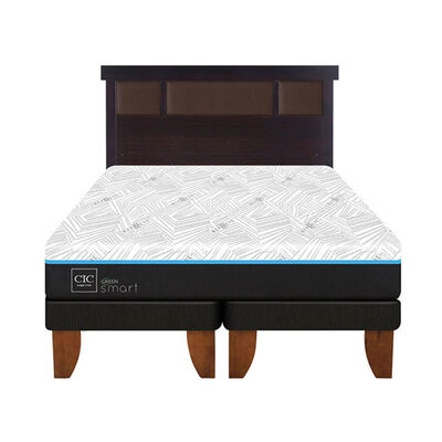 Imagen 1 del producto Cama Europea CIC Green Infinity 2 Plazas + 1 Respaldo Dublin Choc
