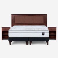 Cama Europea Rosen King Art 4 + Respaldo + Velador Rachel Chocolate