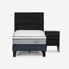 Cama Europea Rosen 1 Plaza Pratta + Respaldo + Velador Issey