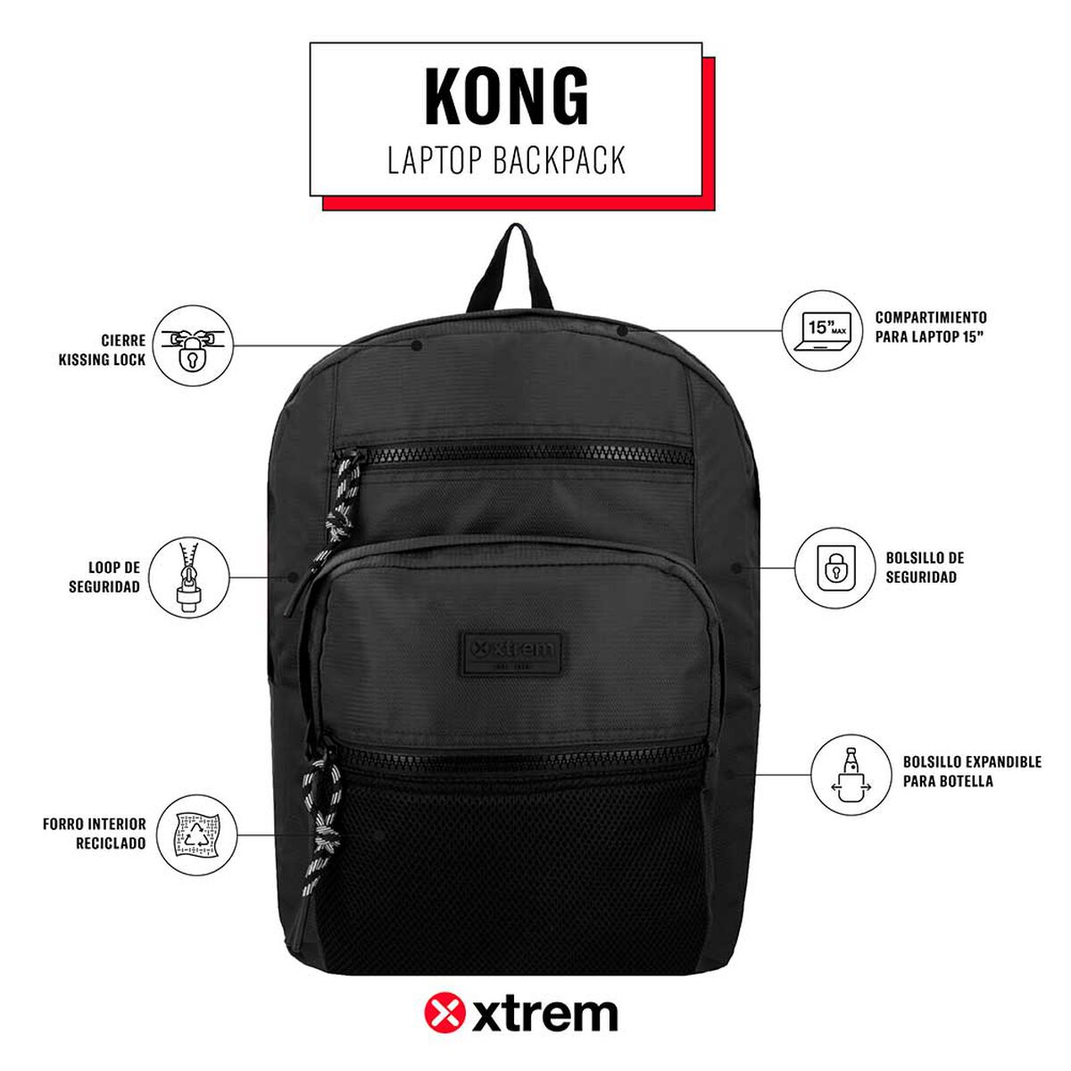 Mochila Notebook Xtrem Kong 5XT Negro 15"
