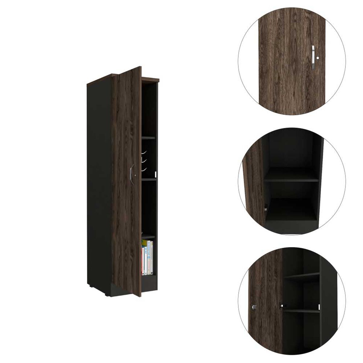 Biblioteca TuHome Home Office 2 Puertas Negro Soft Coñac