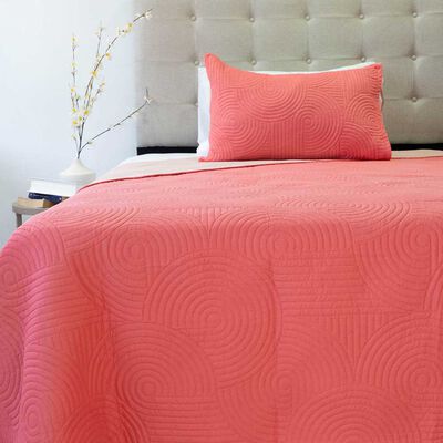 Quilt Doral 1,5 Plazas Coral Rosa Origins