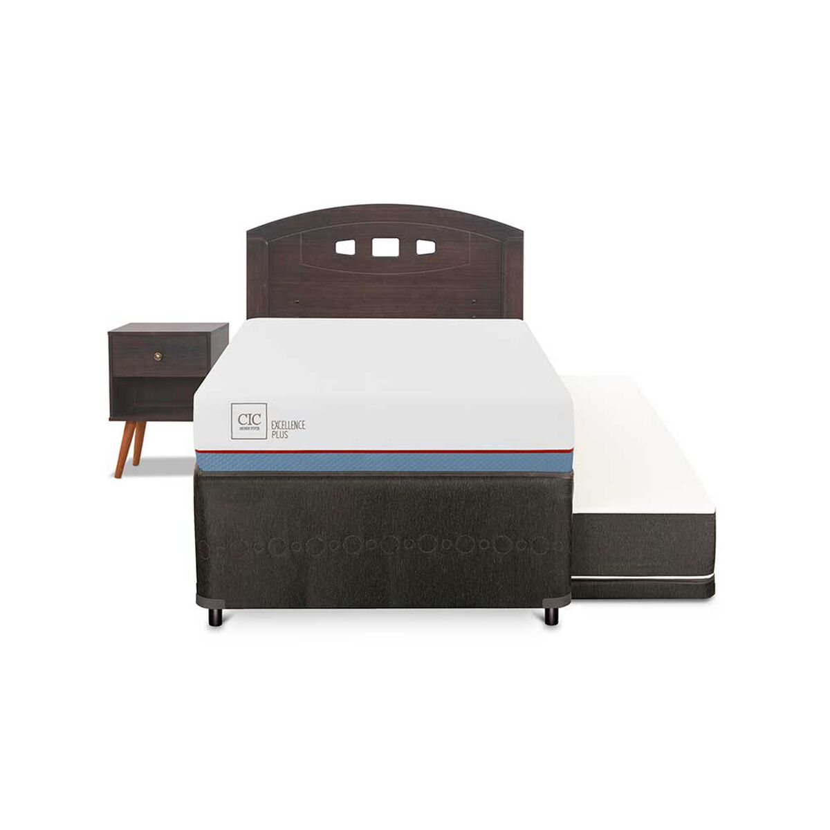 Cama Nido CIC 1,5 Plazas Excellence Plus + Respaldo + Velador Gales