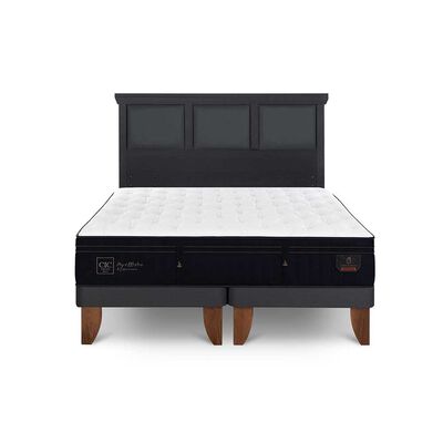 Imagen 1 del producto Cama Europea CIC Base Dividida King Súper Premium + Respaldo Torino Negro