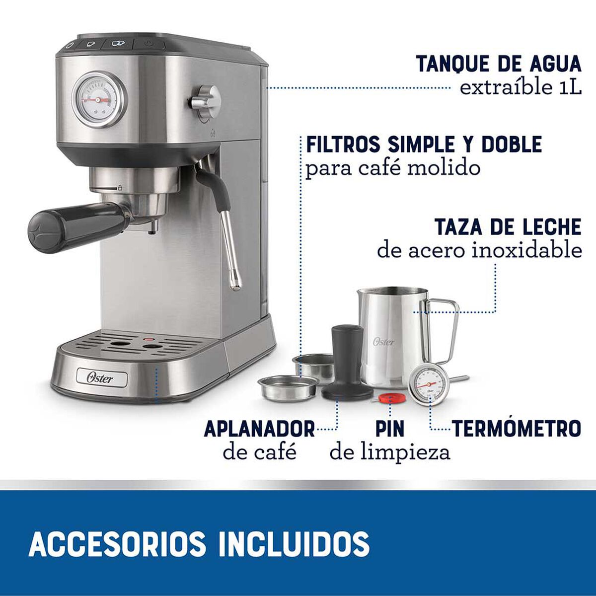 Cafetera Espresso Oster BVSTEM7200 1 lts.