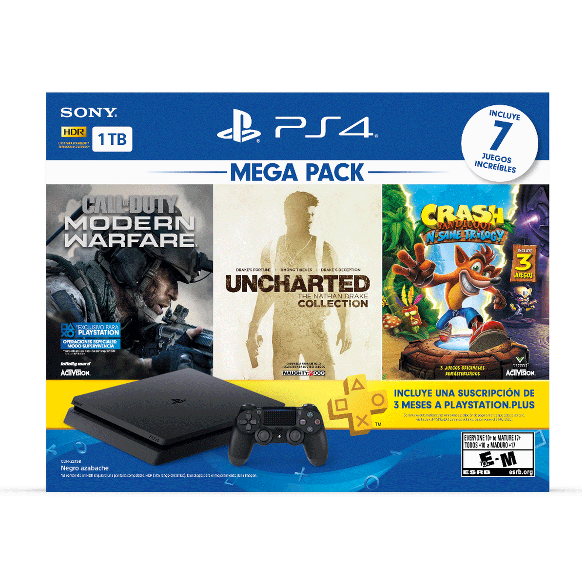PS4 1TB + 7 Juegos + 3 Meses PS Plus + Control Dualshock