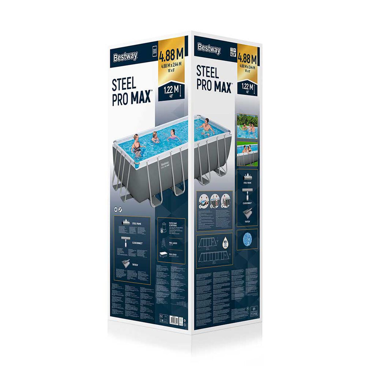 Piscina Estructural Elevada Rectangular Steel Pro Max Bestway 244x488 cm 11532 Litros