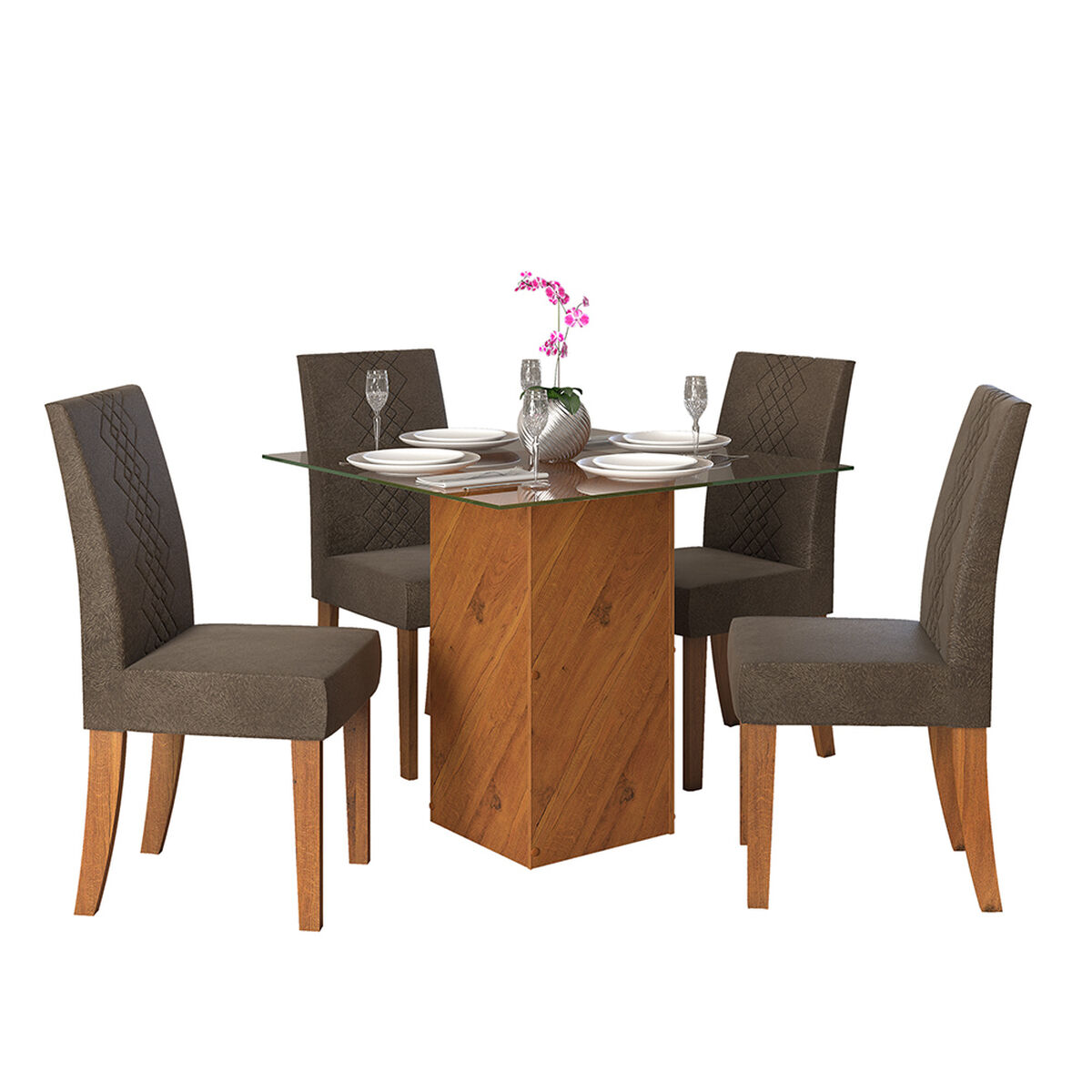 Juego de Comedor Londrina 4 Sillas  Café/Gris