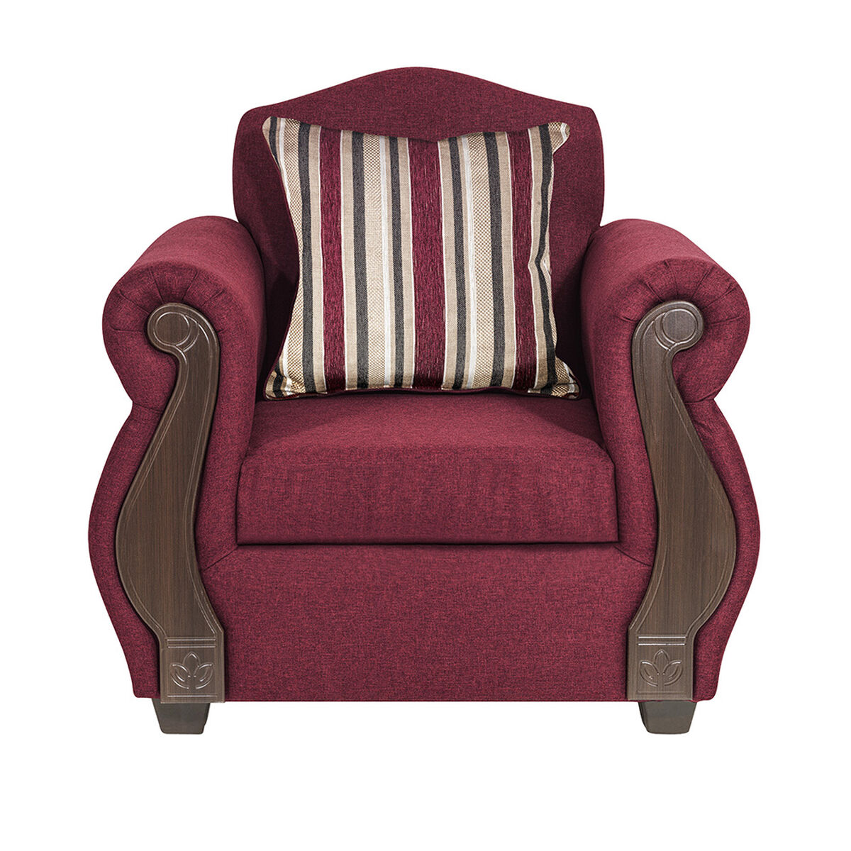 Juego de Living Innovamuebles New Bugambilia Sofá 3 Cuerpos + Dos Sillones 1 Cuerpo Burdeo