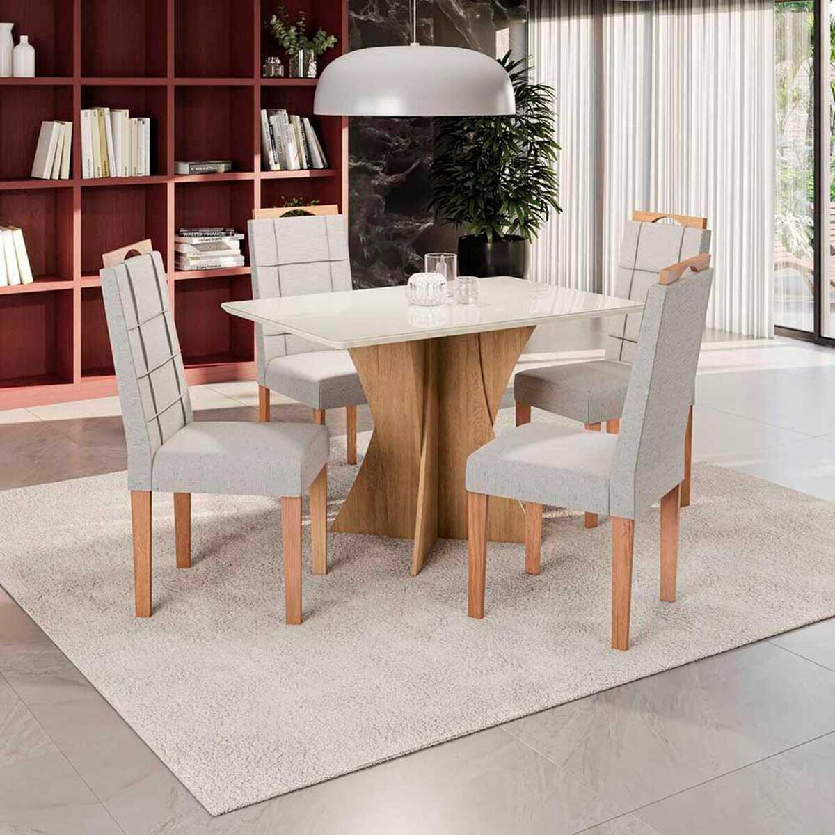 Juego de Comedor Yardas Trento 4 Sillas Off White