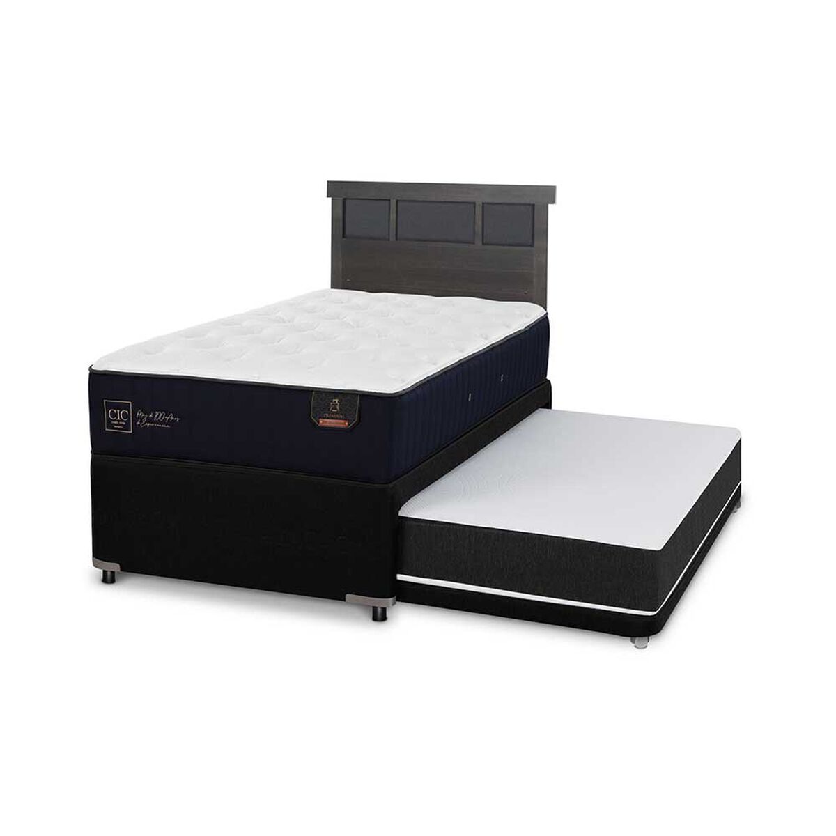 Cama Nido CIC Base Normal 1,5 Plazas Premium + Respaldo Dublin