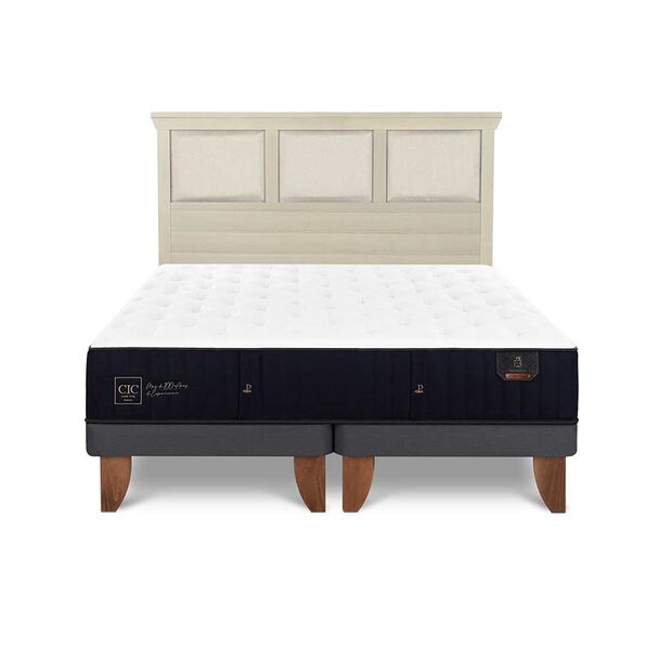 Cama Europea CIC Base Dividida 2 Plazas Premium + Respaldo Torino Alpino