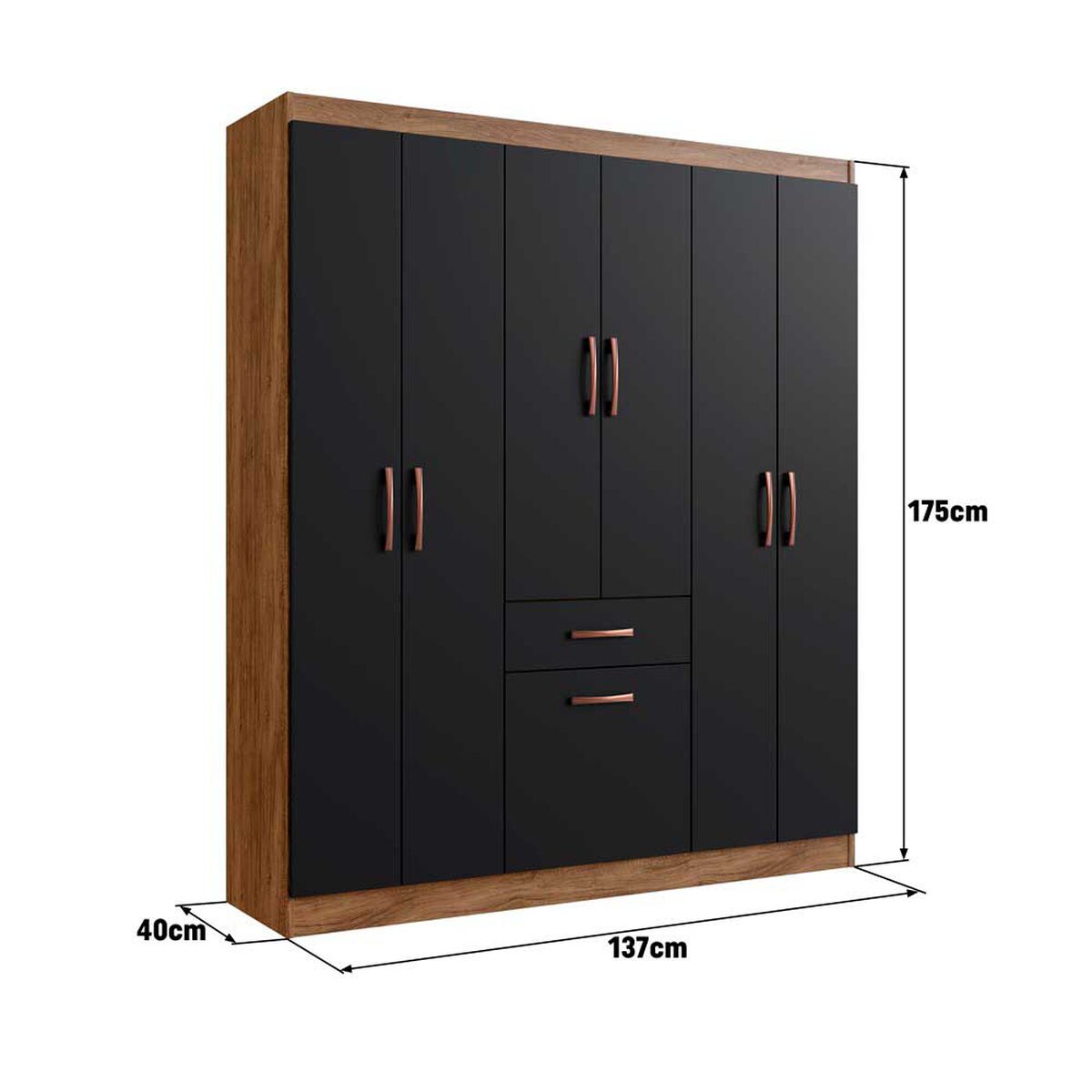 Closet Altavisi&oacute;n 5806 Negro Casta&ntilde;a 6 Puertas 1 Cajon