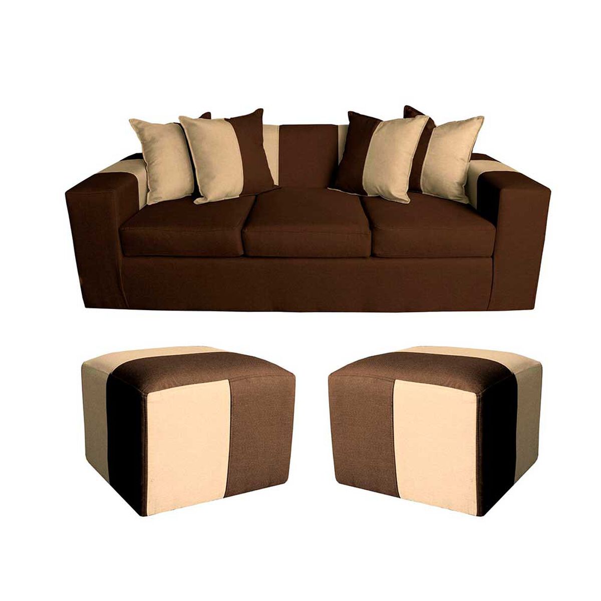 Sofa + 2 Pouff A&M Home Benjamin Café Beige
