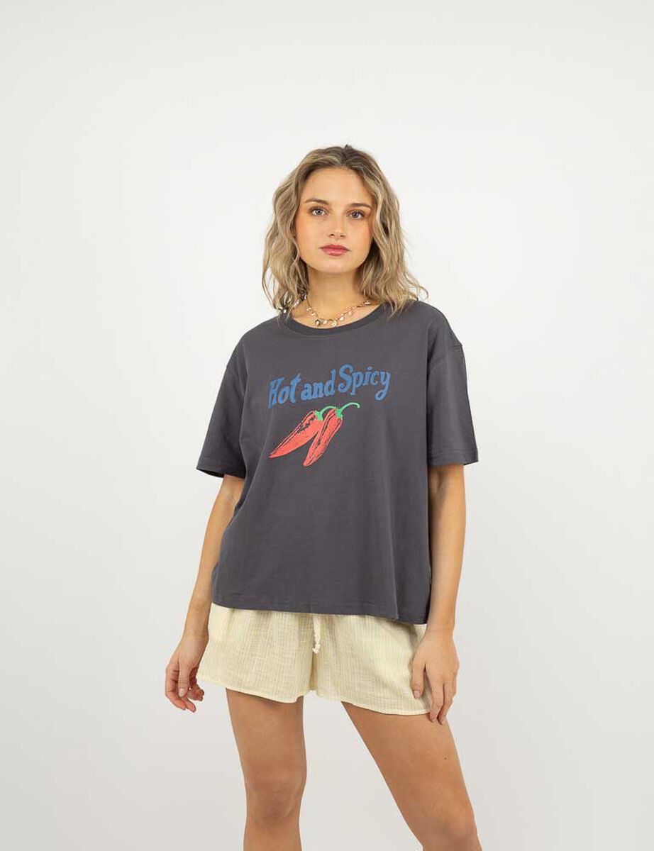 Polera Con Estampado Manga Corta Mujer Icono