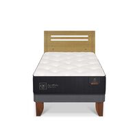 Cama Europea CIC 1,5 Plazas Premium + Respaldo Munich Mostaza
