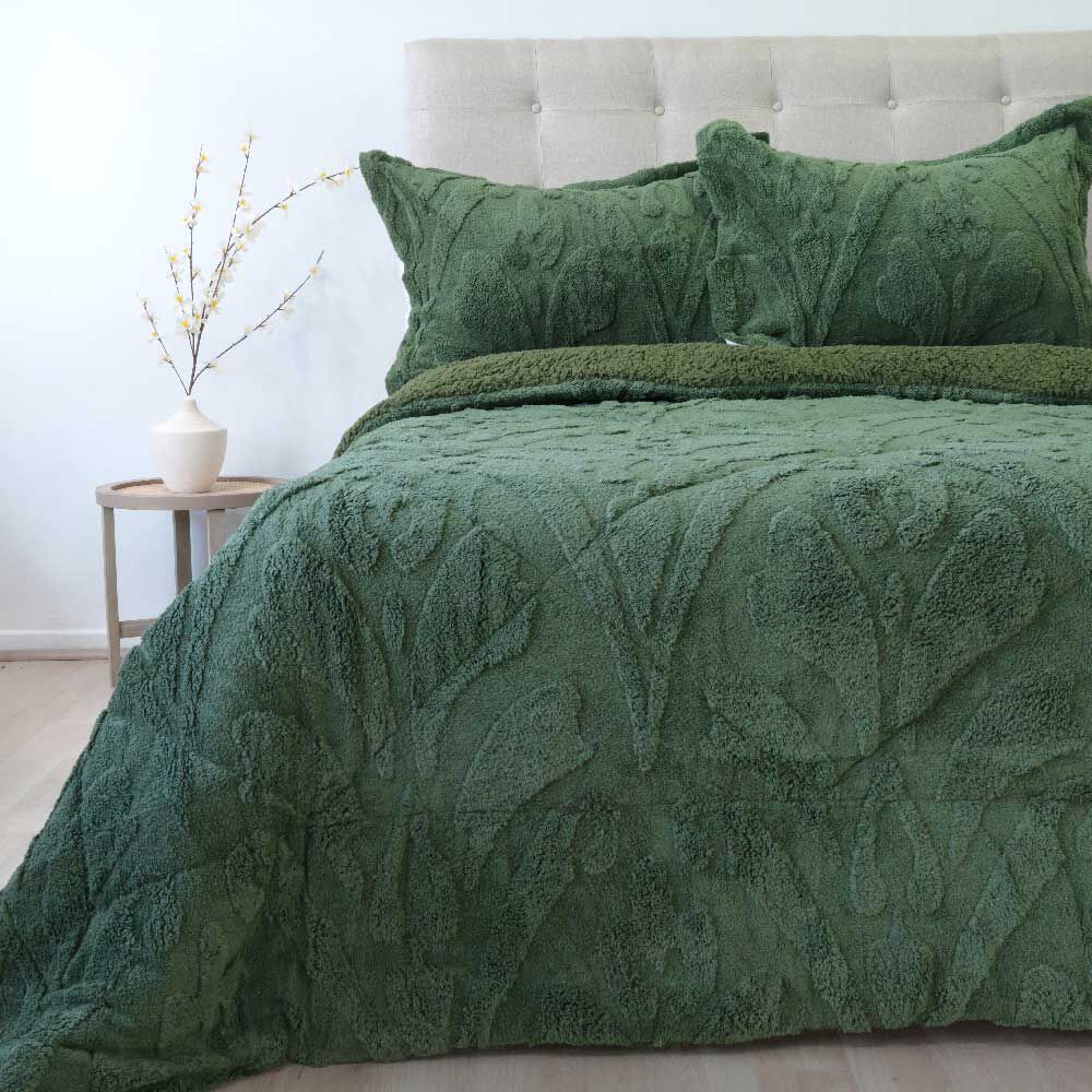 Cubrecama Doral Super King Jacquard Liso Verde