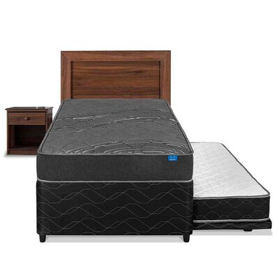Imagen 2 del producto Cama Nido Flex 1,5 Plazas Black + Respaldo +  Velador Asturias