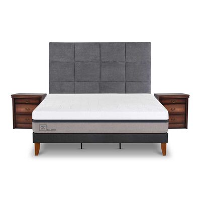 Imagen 1 del producto Cama Europea CIC Súper King Balance + Respaldo + 2 Veladores Támesis