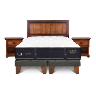 Cama Europea CIC Base Dividida 2 Plazas Grand Premium + Respaldo + Veladores