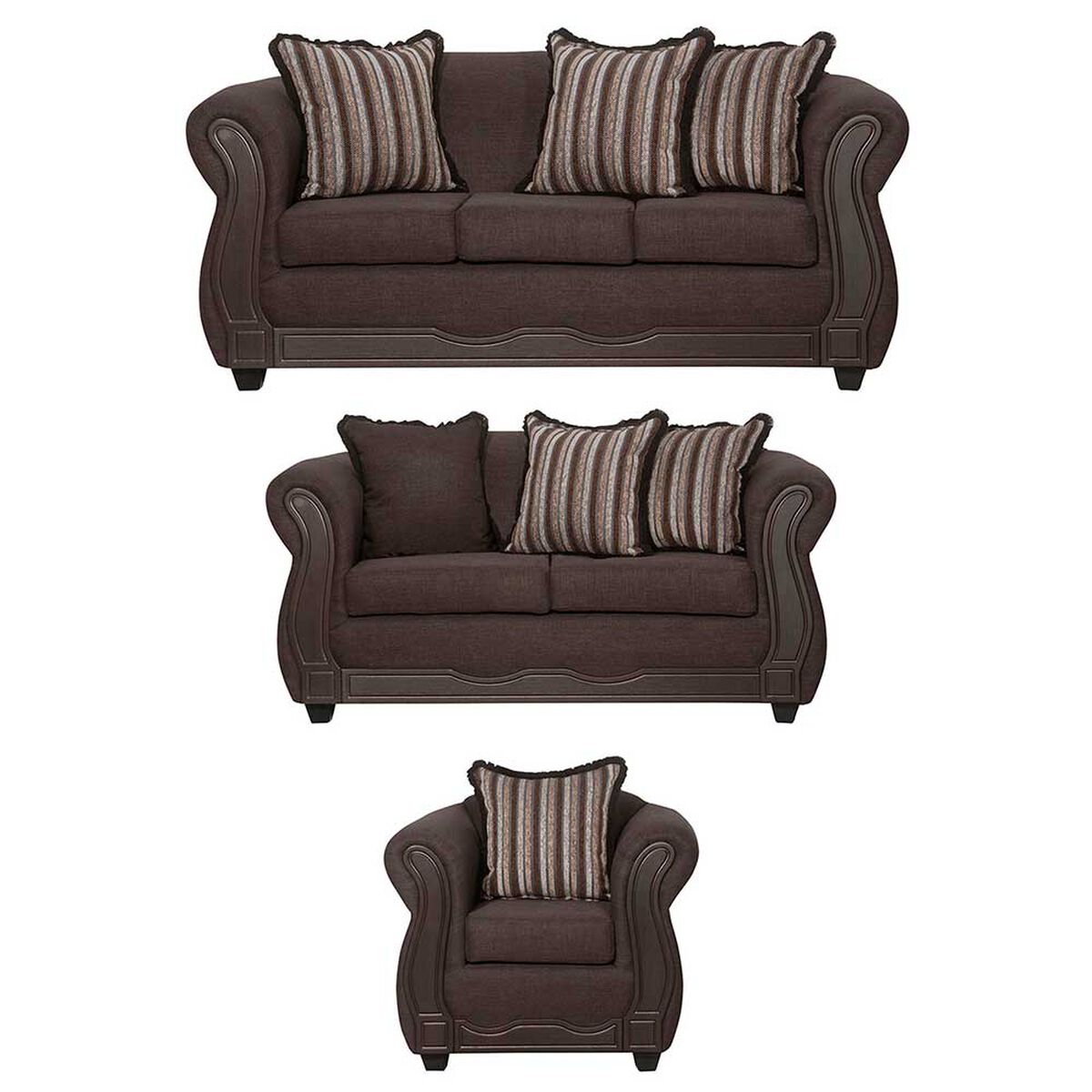 Juego de Living Black Factory Sofia 6 Cuerpos Café